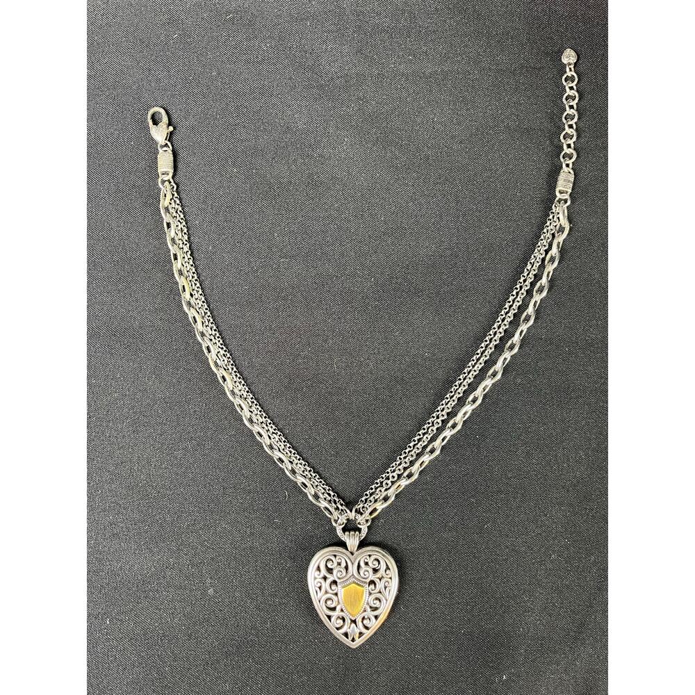 BRIGHTON HEART NECKLACE Scroll Reversible Pendant Multi Chain With Box Gift - Picture 9 of 9